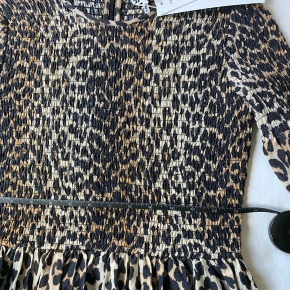 Ganni Leopard Print Smocked Mini Dress - Picture 10 of 10